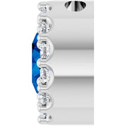 Sterling Silver Lab-Grown Blue Sapphire & 1/10 CT Natural Diamond Halo-Style Pendant