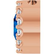 14K Rose Natural Blue Sapphire & 1/10 CT Natural Diamond Halo-Style Pendant