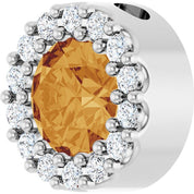 Sterling Silver Natural Citrine & 1/10 CT Natural Diamond Halo-Style Pendant