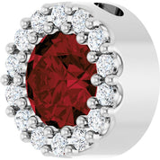Sterling Silver Natural Mozambique Garnet & 1/10 CT Natural Diamond Halo-Style Pendant