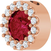 14K Rose Lab-Grown Ruby & 1/10 CT Natural Diamond Halo-Style Pendant