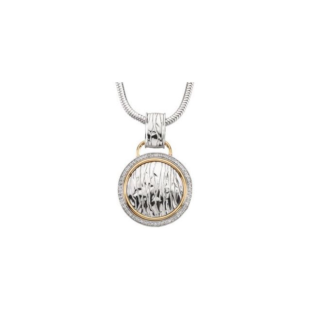 Sterling Silver & 14K Yellow 1/3 CTW Natural Diamond Elephant Skin 18" Necklace