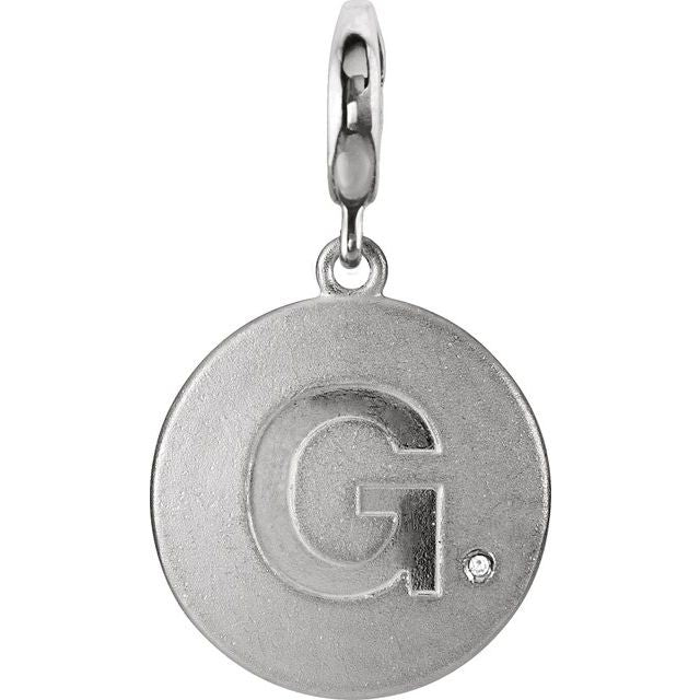 Sterling Silver .005 CT Natural Diamond Initial G Charm - 85544:60006:P