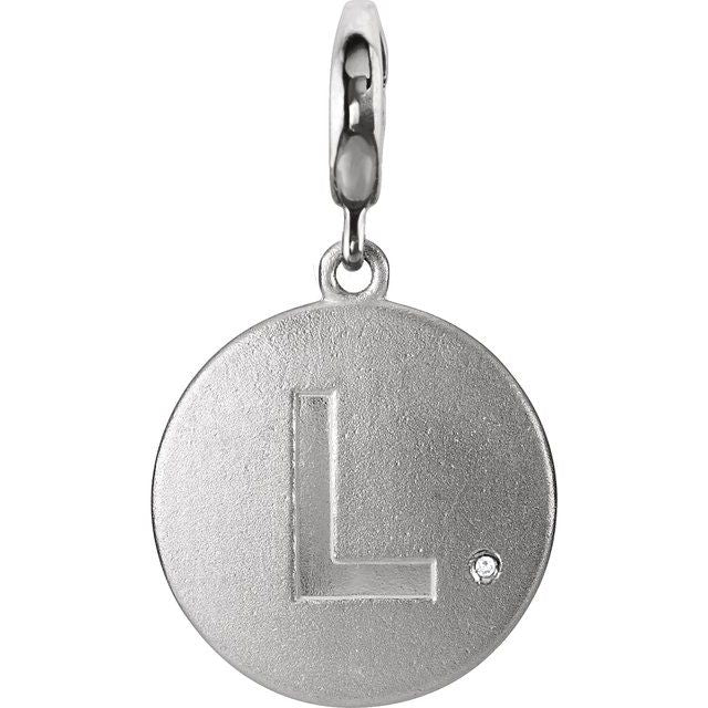 Sterling Silver .005 CT Natural Diamond Initial L Charm - Elegant Personalized Jewelry