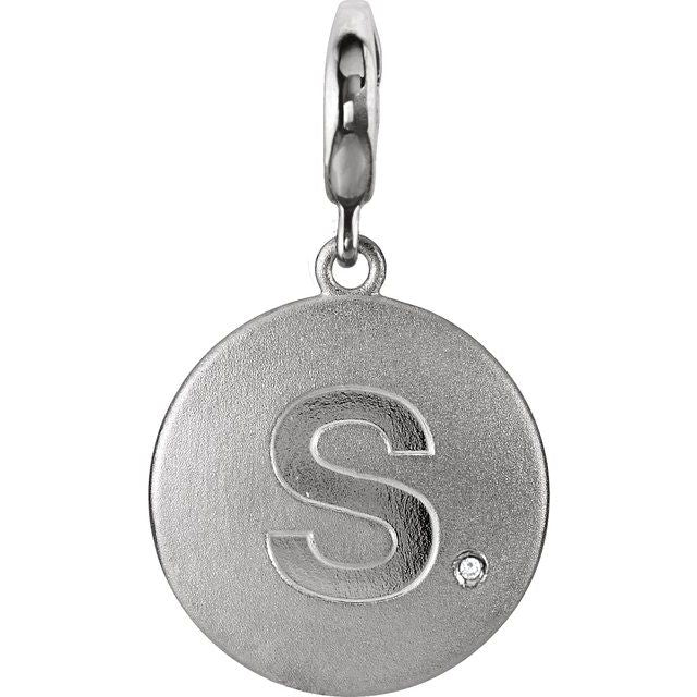 Sterling Silver .005 CT Natural Diamond Initial S Charm - Elegant Personalization