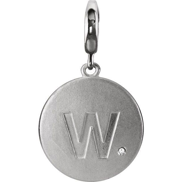 Sterling Silver .005 CT Natural Diamond Initial W Charm - 85544:60022:P