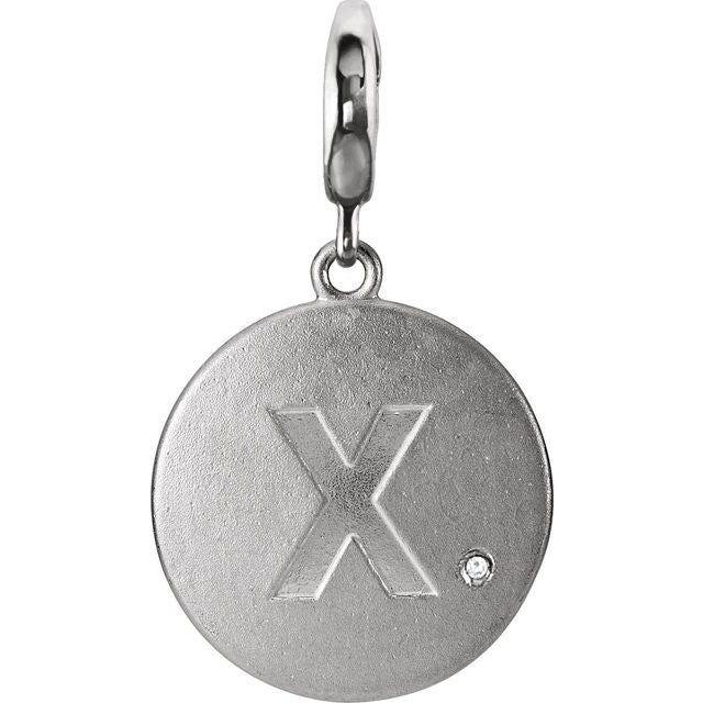 Sterling Silver .005 CT Natural Diamond Initial X Charm - 85544:60023:P