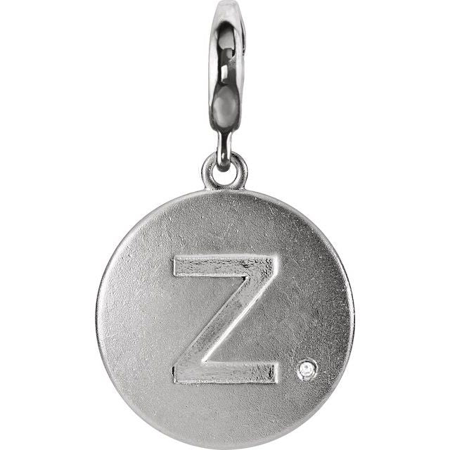 Sterling Silver .005 CT Natural Diamond Initial Z Charm - 85544:60025:P