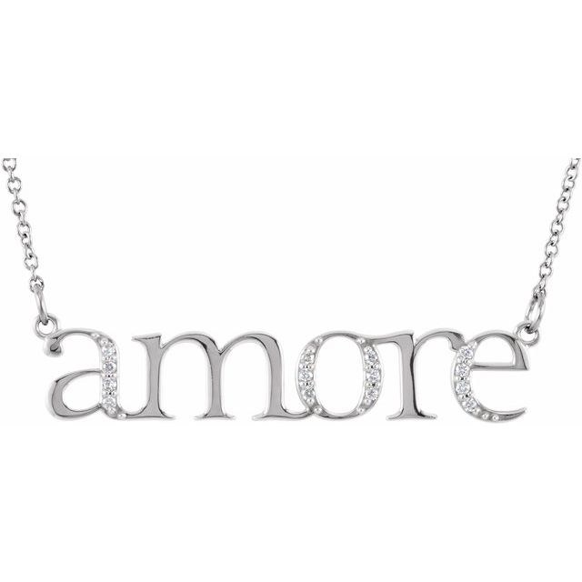 14K White .05 CTW Natural Diamond Amore 16.5" Necklace