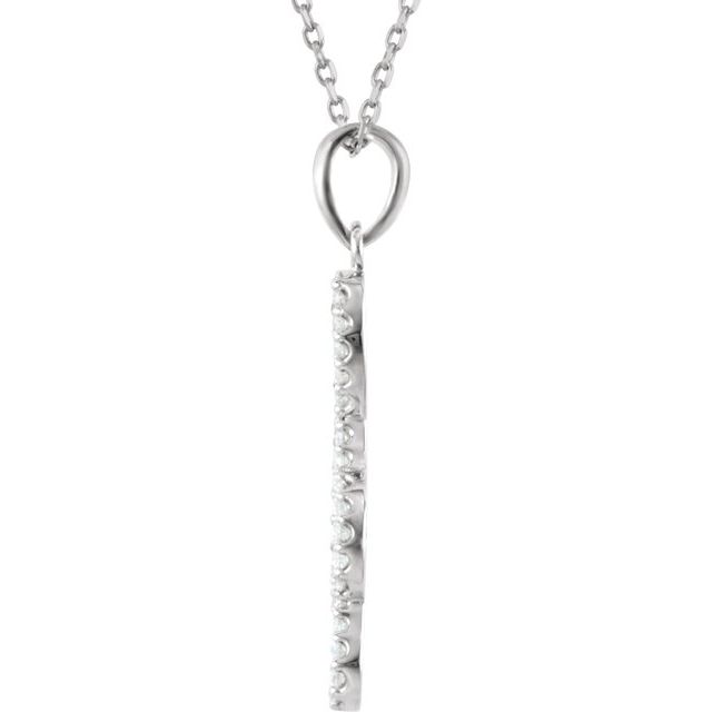 14K White Gold 1/4 CTW Natural Diamond Petite Treble Clef 16" Necklace