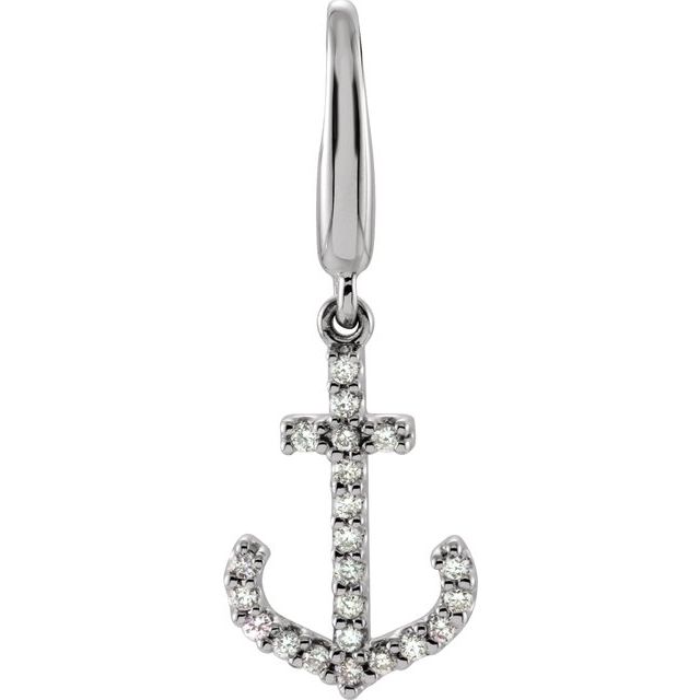 14K White 1/8 CTW Natural Diamond Anchor Charm