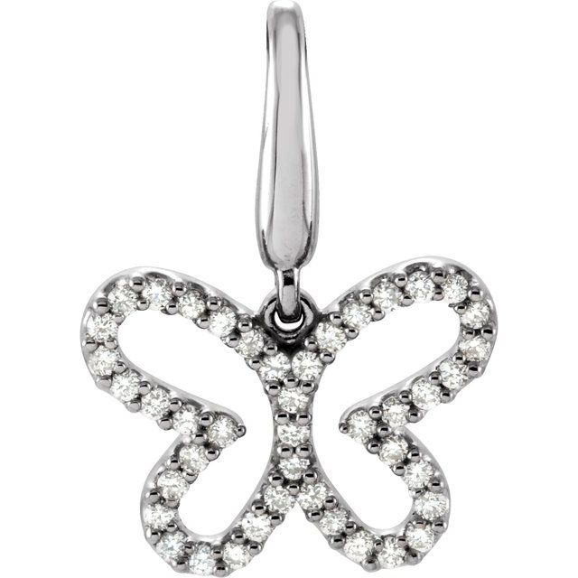 14K White 1/5 CTW Natural Diamond Butterfly Charm
