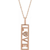 14K Rose .02 CTW Natural Diamond Love 18" Necklace