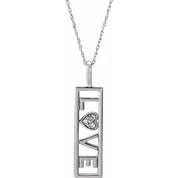 14K White .02 CTW Natural Diamond Love 18" Necklace