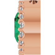14K Rose Natural Emerald & 1/8 CT Natural Diamond Halo-Style Pendant
