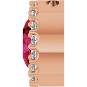 14K Rose Lab-Grown Ruby & 1/8 CTW Natural Diamond Halo-Style Pendant