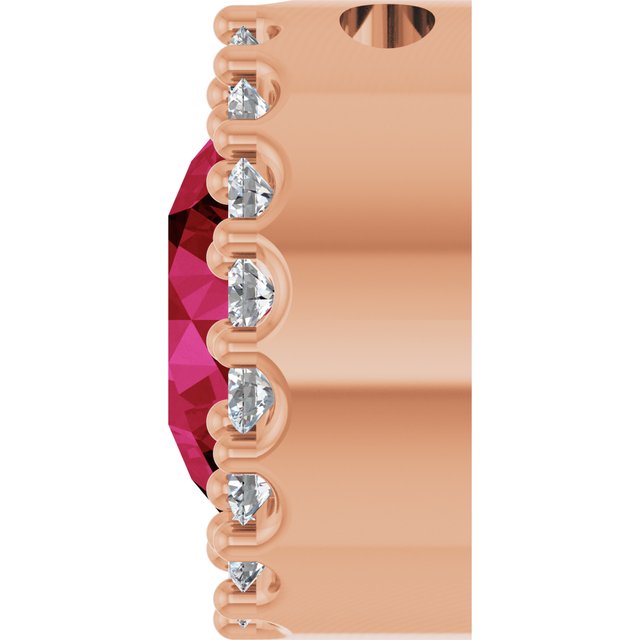 14K Rose Lab-Grown Ruby & 1/8 CTW Natural Diamond Halo-Style Pendant