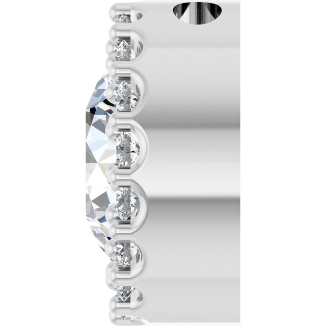 Sterling Silver Natural White Sapphire & 1/8 CT Natural Diamond Halo-Style Pendant