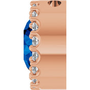 14K Rose Natural Blue Sapphire & 1/8 CTW Natural Diamond Halo-Style Pendant