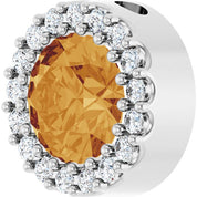 Sterling Silver Natural Citrine & 1/8 CT Natural Diamond Halo-Style Pendant
