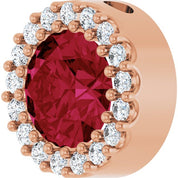 14K Rose Lab-Grown Ruby & 1/8 CTW Natural Diamond Halo-Style Pendant
