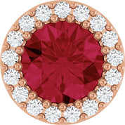 14K Rose Lab-Grown Ruby & 1/8 CTW Natural Diamond Halo-Style Pendant