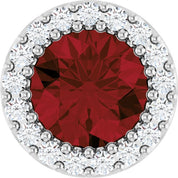 Sterling Silver Natural Mozambique Garnet & 1/8 CT Natural Diamond Halo-Style Pendant