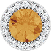 Sterling Silver Natural Citrine & 1/8 CT Natural Diamond Halo-Style Pendant