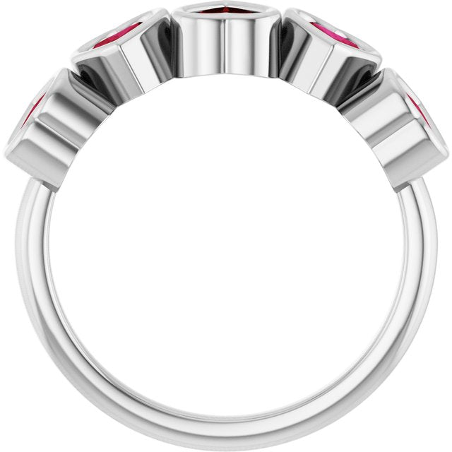 14K White Lab-Grown Ruby Ring