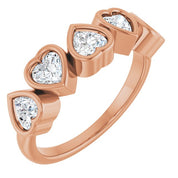14K Rose Natural White Sapphire Ring