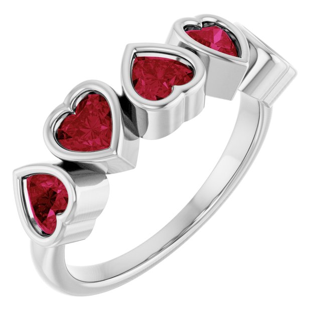 Sterling Silver Lab-Grown Ruby Ring
