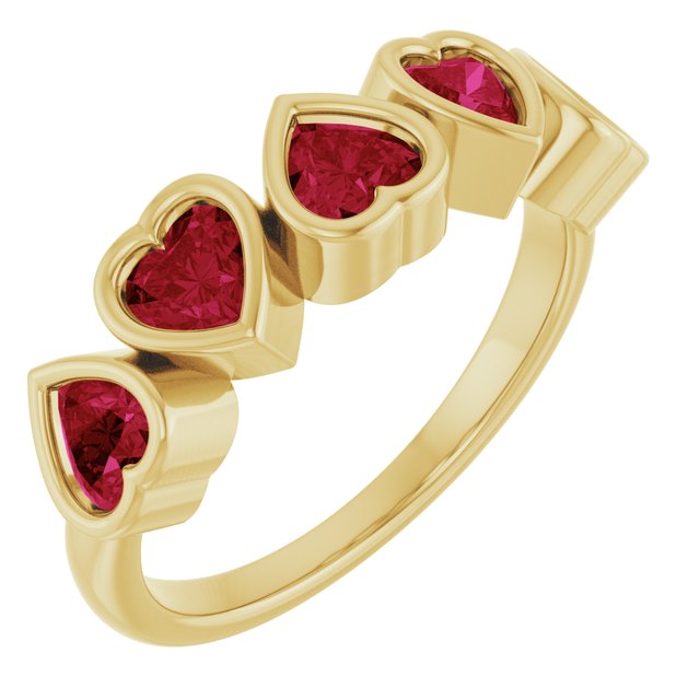 14K Yellow Lab-Grown Ruby Ring