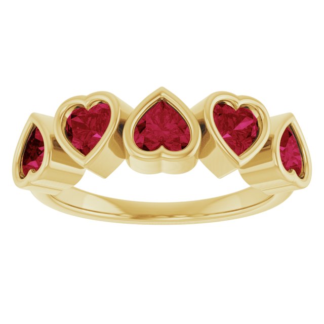 14K Yellow Lab-Grown Ruby Ring