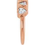 14K Rose Natural White Sapphire Ring