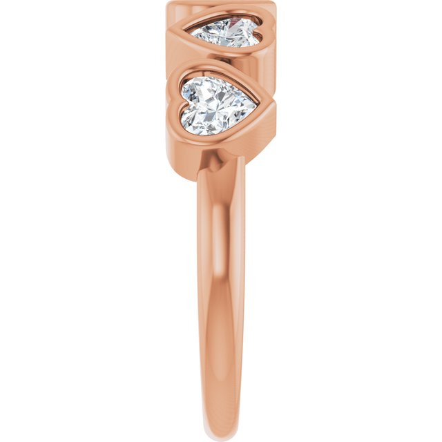 14K Rose Natural White Sapphire Ring