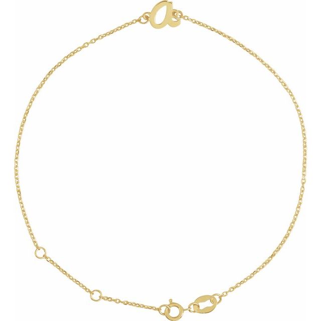 14K Yellow Initial A 6 1/2-7 1/2" Bracelet