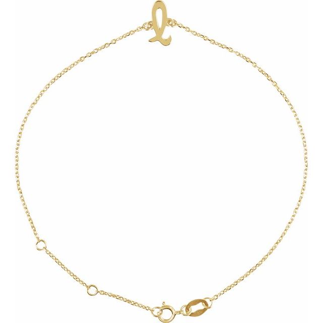 14K Yellow Initial L 6 1/2-7 1/2" Bracelet