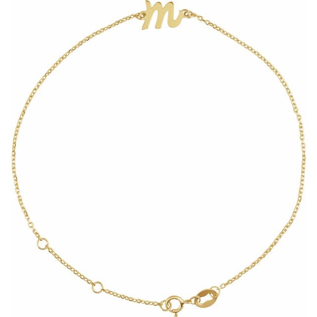 14K Yellow Initial M 6 1/2-7 1/2" Bracelet