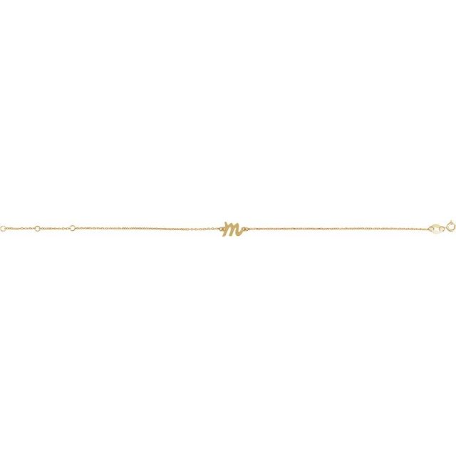 14K Yellow Initial M 6 1/2-7 1/2" Bracelet