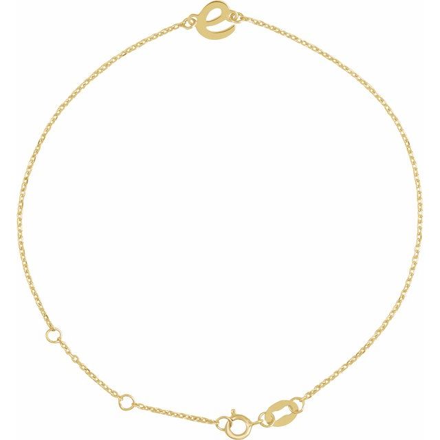 14K Yellow Initial E 6 1/2-7 1/2" Bracelet