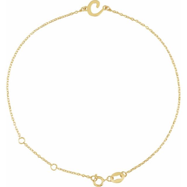 14K Yellow Initial C 6 1/2-7 1/2" Bracelet
