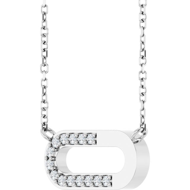 Platinum 1/10 CTW Natural Diamond Paperclip-Style 18" Necklace