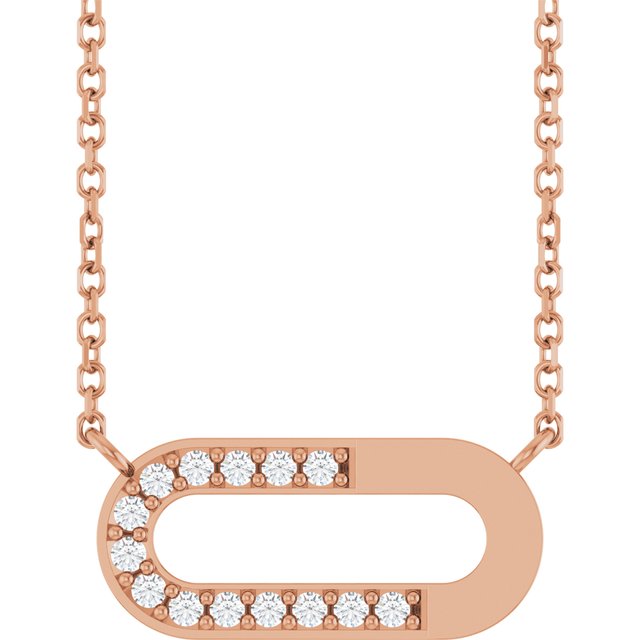 14K Rose 1/10 CTW Natural Diamond Paperclip-Style 18" Necklace