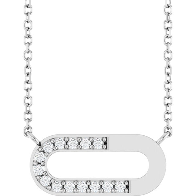 Platinum 1/10 CTW Natural Diamond Paperclip-Style 18" Necklace