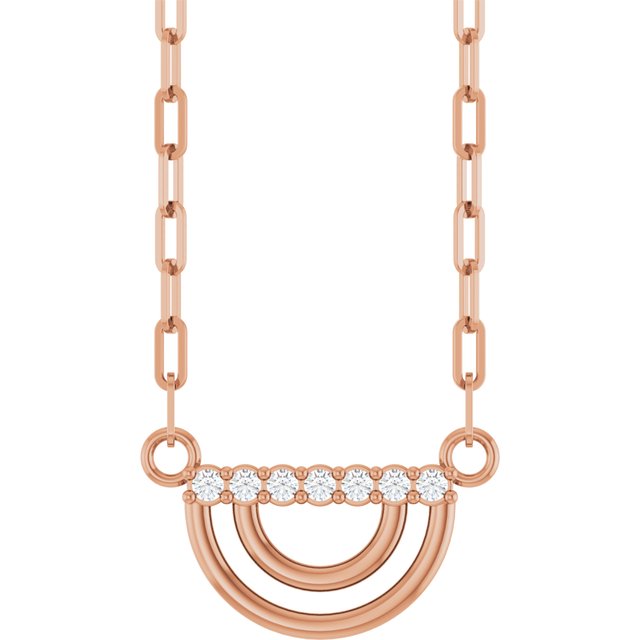 14K Rose .05 CTW Natural Diamond Arch 18" Necklace
