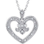 Sterling Silver .06 CTW Natural Diamond Heart 18" Necklace