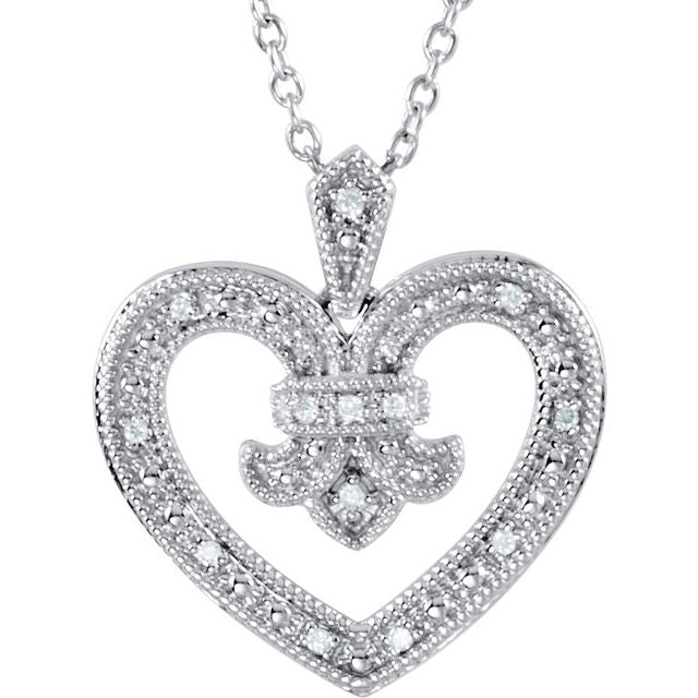Sterling Silver .06 CTW Natural Diamond Heart 18" Necklace
