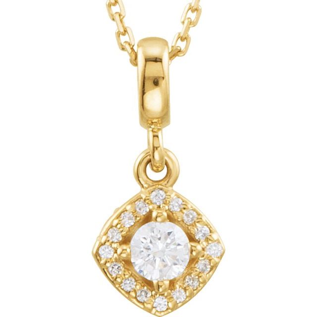 14K Yellow 1/5 CTW Natural Diamond Halo-Style 18" Necklace