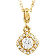 14K Yellow 1/3 CTW Natural Diamond Halo-Style 18" Necklace