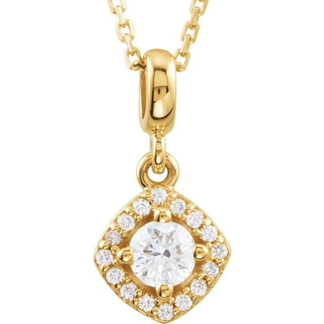 14K Yellow 1/3 CTW Natural Diamond Halo-Style 18" Necklace